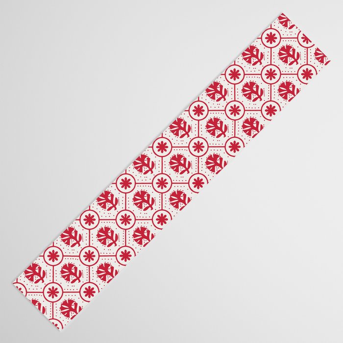 Cherry Tomato Geometric Floral Table Runner Gallery Image 3