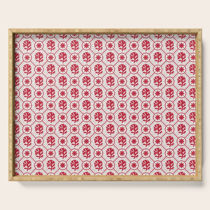 Cherry Tomato Geometric Floral Serving Tray Gallery Image 1