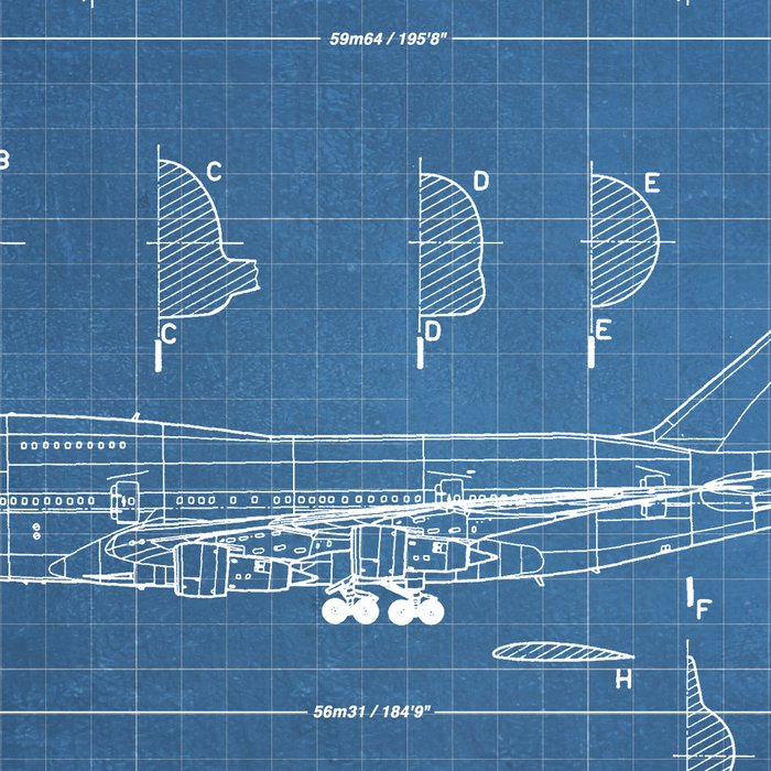 Boeing 747-SP and 747-100 Blueprint in High Resolution (light blue) Coffee Mug Gallery Image 2