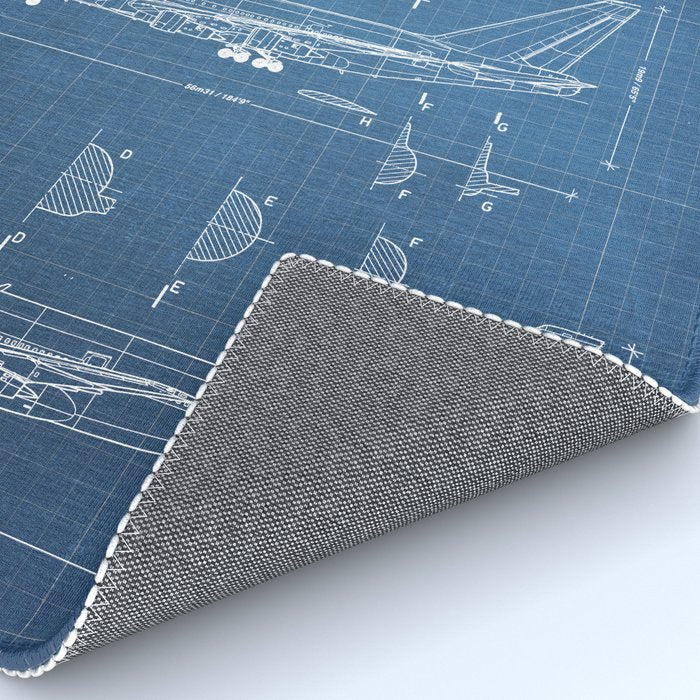 Boeing 747-SP and 747-100 Blueprint in High Resolution (light blue) Rug Gallery Image 4