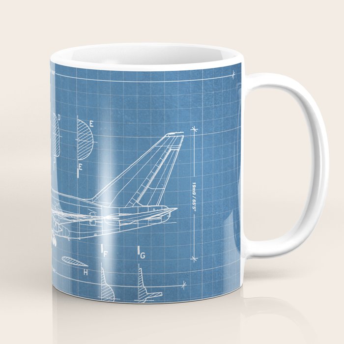 Boeing 747-SP and 747-100 Blueprint in High Resolution (light blue) Coffee Mug Gallery Image 1