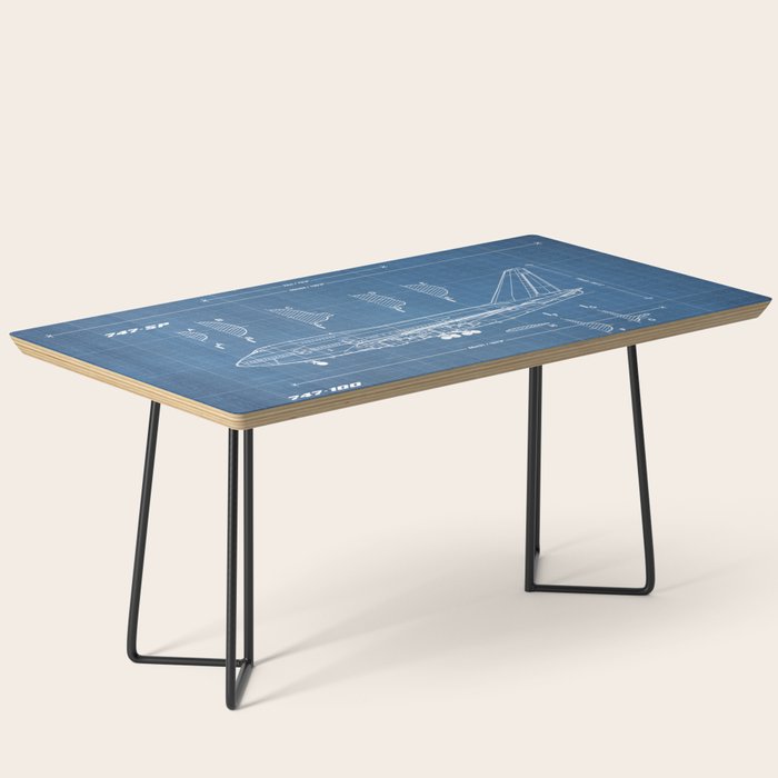 Boeing 747-SP and 747-100 Blueprint in High Resolution (light blue) Coffee Table Gallery Image 1