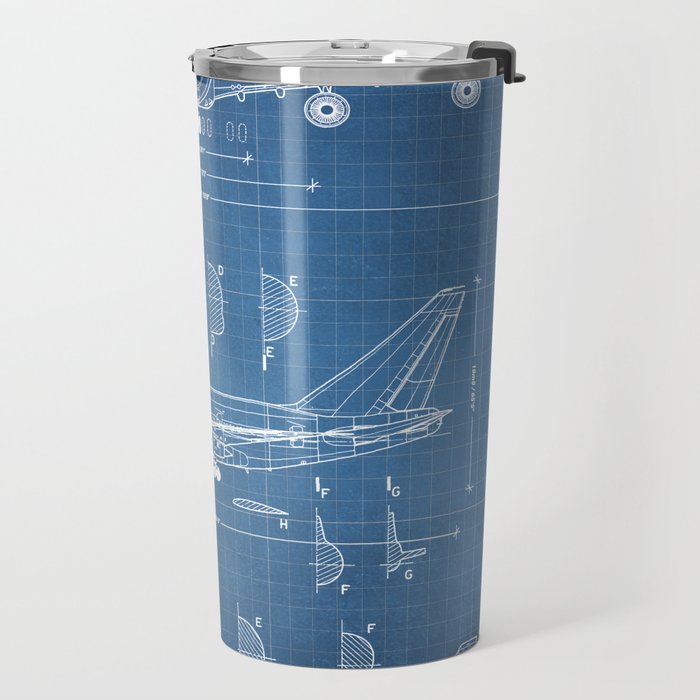 Boeing 747-SP and 747-100 Blueprint in High Resolution (light blue) Travel Mug Gallery Image 2