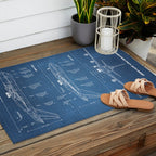 Boeing 747-SP and 747-100 Blueprint in High Resolution (light blue) Outdoor Rug Gallery Image 2