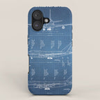 Boeing 747-SP and 747-100 Blueprint in High Resolution (light blue) iPhone Case Gallery Image 1