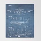 Boeing 747-SP and 747-100 Blueprint in High Resolution (light blue) Throw Blanket Gallery Image 2