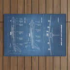 Boeing 747-SP and 747-100 Blueprint in High Resolution (light blue) Outdoor Rug Gallery Image 1