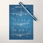 Boeing 747-SP and 747-100 Blueprint in High Resolution (light blue) Wrapping Paper Gallery Image 1