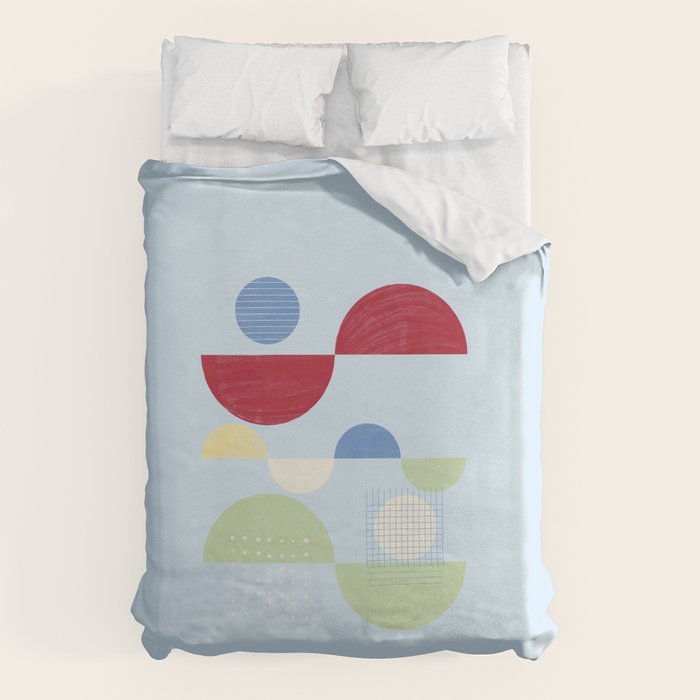 Abstract Geometric Half-Circles with Hand-Drawn Details Duvet Cover Gallery Image 1