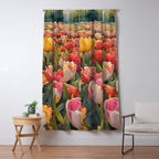 Colorful tulips watercolor Window Curtain Gallery Image 5