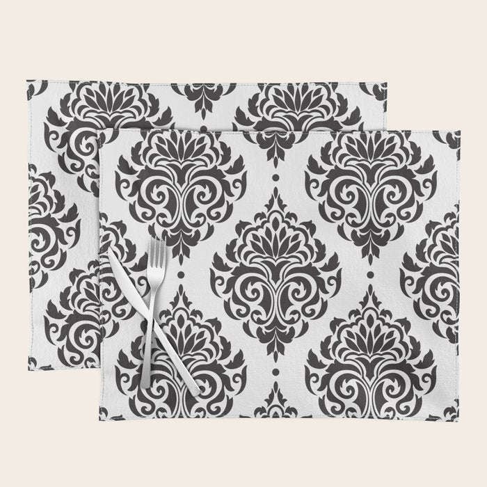 Black and White Damask Placemat Gallery Image 1