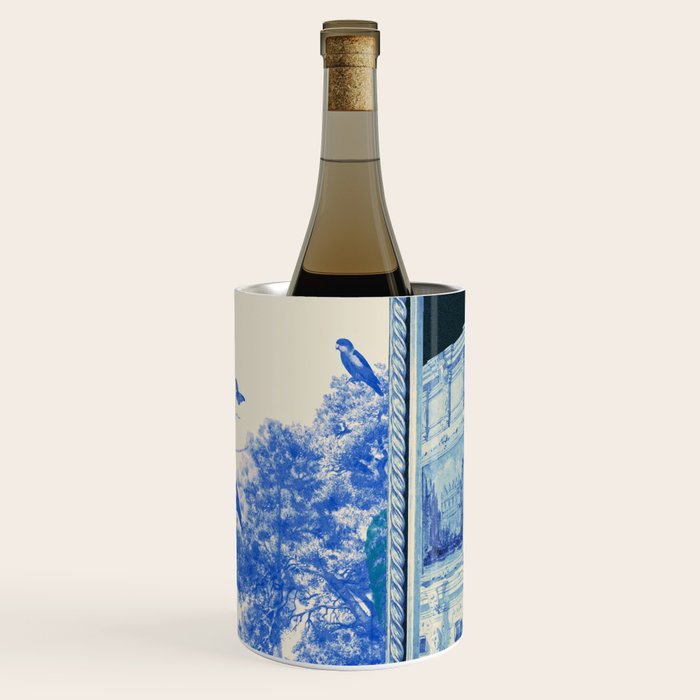 Blue Feelings - Surreal Botanical Collage with Ornate Baroque and Dreamlike Forest Wine Chiller Gallery Image 3
