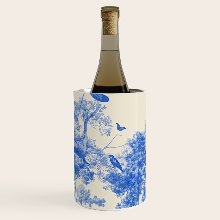 Blue Feelings - Surreal Botanical Collage with Ornate Baroque and Dreamlike Forest Wine Chiller Gallery Image 1