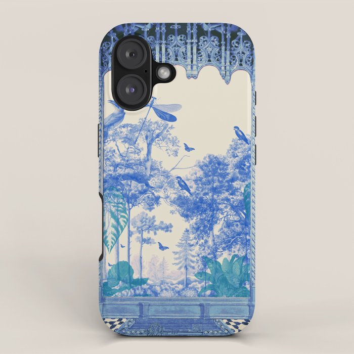 Blue Feelings - Surreal Botanical Collage with Ornate Baroque and Dreamlike Forest iPhone Case
