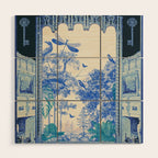 Blue Feelings - Surreal Botanical Collage with Ornate Baroque and Dreamlike Forest Wood Wall Art Gallery Image 1