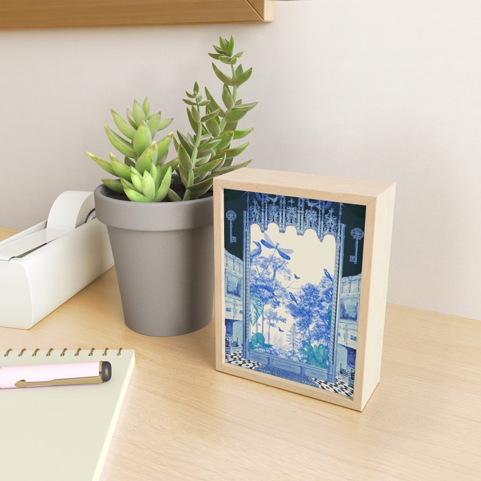 Blue Feelings - Surreal Botanical Collage with Ornate Baroque and Dreamlike Forest Mini Art Print Gallery Image 2