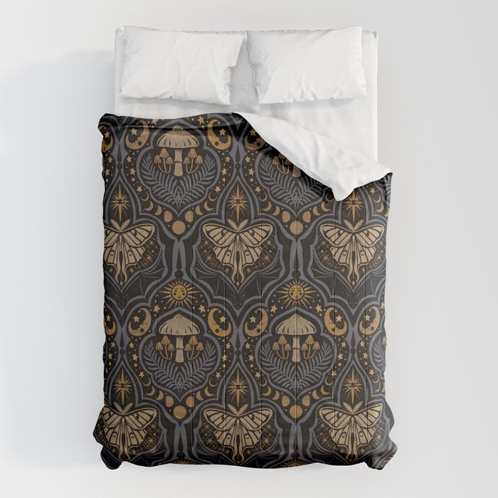 Celestial Forest Damask - Midnight Comforter Gallery Image 6