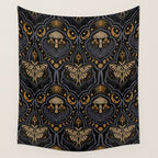 Celestial Forest Damask - Midnight Wall Tapestry Gallery Image 4