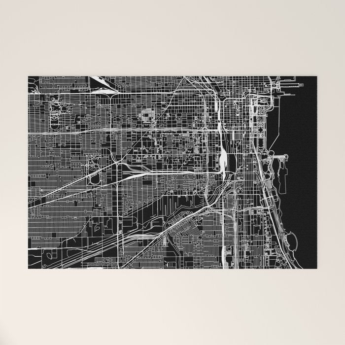 Chicago Black Map Welcome Mat Gallery Image 1