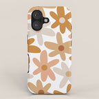 Daisy Time Floral Pattern Blush Ochre Putty on White iPhone Case Gallery Image 1