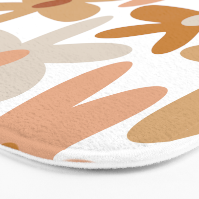 Daisy Time Floral Pattern Blush Ochre Putty on White Bath Mat Gallery Image 3