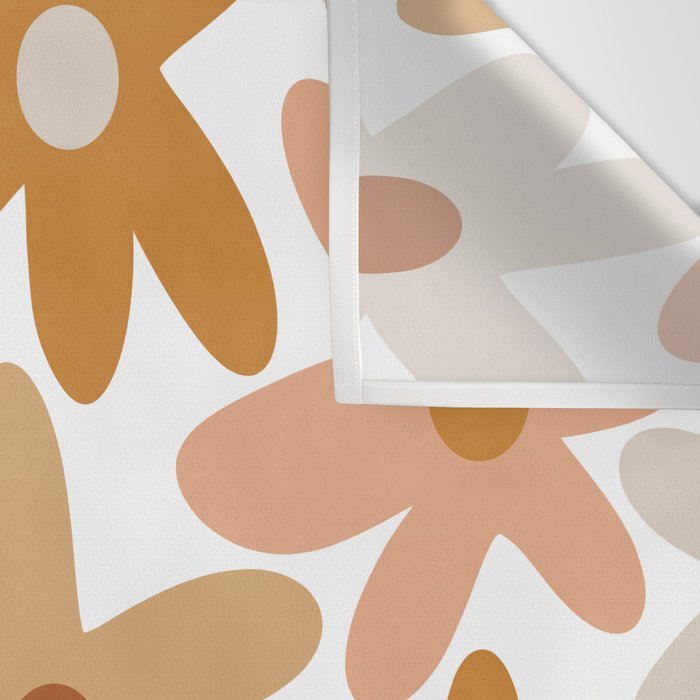 Daisy Time Floral Pattern Blush Ochre Putty on White Wall Tapestry Gallery Image 3