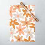 Daisy Time Floral Pattern Blush Ochre Putty on White Wrapping Paper Gallery Image 1