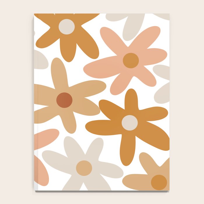 Daisy Time Floral Pattern Blush Ochre Putty on White Notebook Gallery Image 4