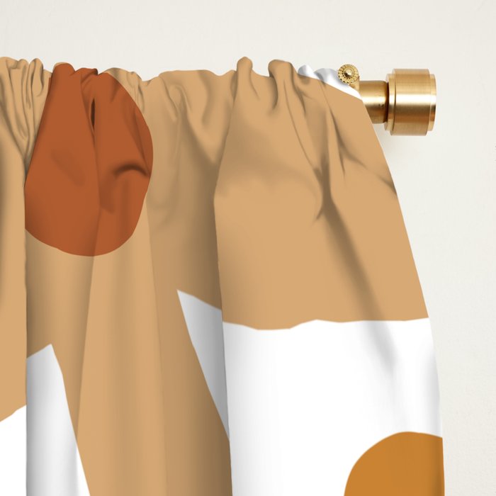 Daisy Time Floral Pattern Blush Ochre Putty on White Window Curtain Gallery Image 2