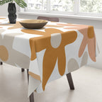 Daisy Time Floral Pattern Blush Ochre Putty on White Tablecloth Gallery Image 3