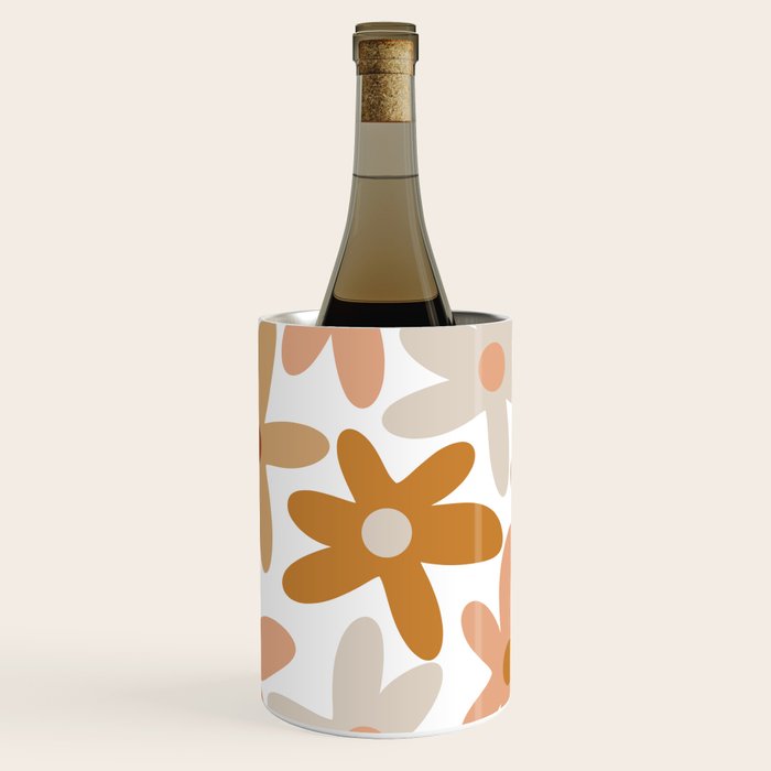 Daisy Time Floral Pattern Blush Ochre Putty on White Wine Chiller Gallery Image 2