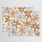 Daisy Time Floral Pattern Blush Ochre Putty on White Placemat Gallery Image 1