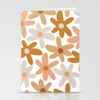 Daisy Time Floral Pattern Blush Ochre Putty on White Stationery Card Gallery Image 2