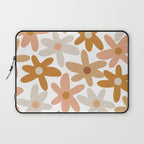 Daisy Time Floral Pattern Blush Ochre Putty on White Laptop Sleeve Gallery Image 1