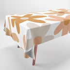 Daisy Time Floral Pattern Blush Ochre Putty on White Tablecloth Gallery Image 1