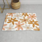 Daisy Time Floral Pattern Blush Ochre Putty on White Rug Gallery Image 1