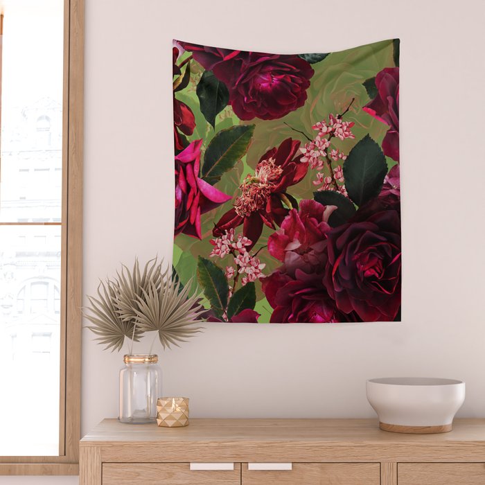 Vintage & Shabby Chic - Botanical Roses Summer Garden   Wall Tapestry Gallery Image 2