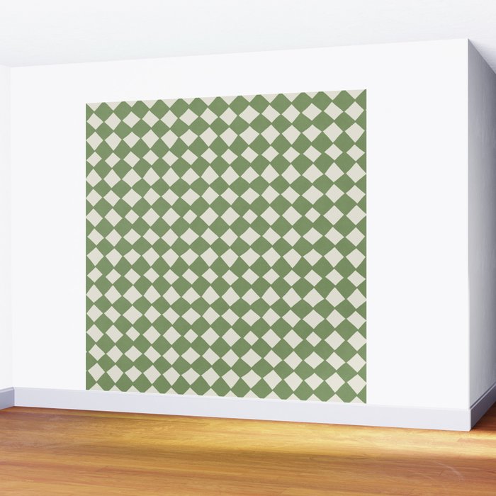 Diamond Pattern Abstract - Green Wall Mural Gallery Image 2