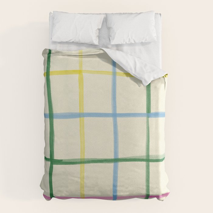 Abstract Tennis Net Pattern in Cream Duvet Cover Gallery Image 6