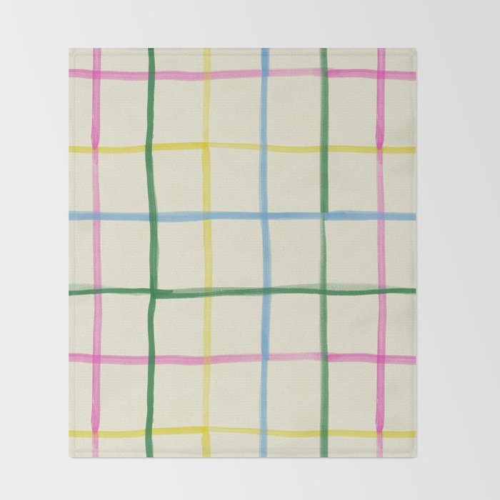 Abstract Tennis Net Pattern in Cream Throw Blanket Gallery Image 2