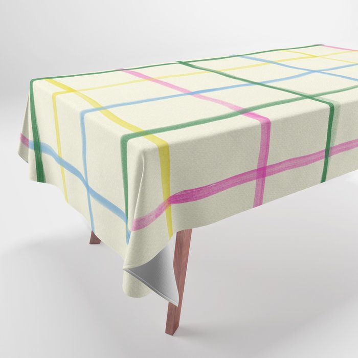 Abstract Tennis Net Pattern in Cream Tablecloth Gallery Image 1