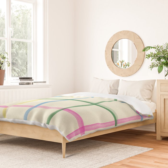 Abstract Tennis Net Pattern in Cream Duvet Cover Gallery Image 2