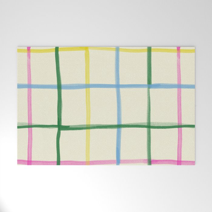 Abstract Tennis Net Pattern in Cream Welcome Mat Gallery Image 1