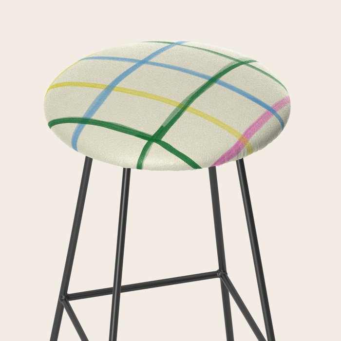 Abstract Tennis Net Pattern in Cream Stool Gallery Image 2