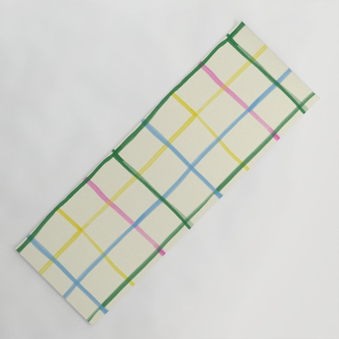 Abstract Tennis Net Pattern in Cream Yoga Mat Gallery Image 1
