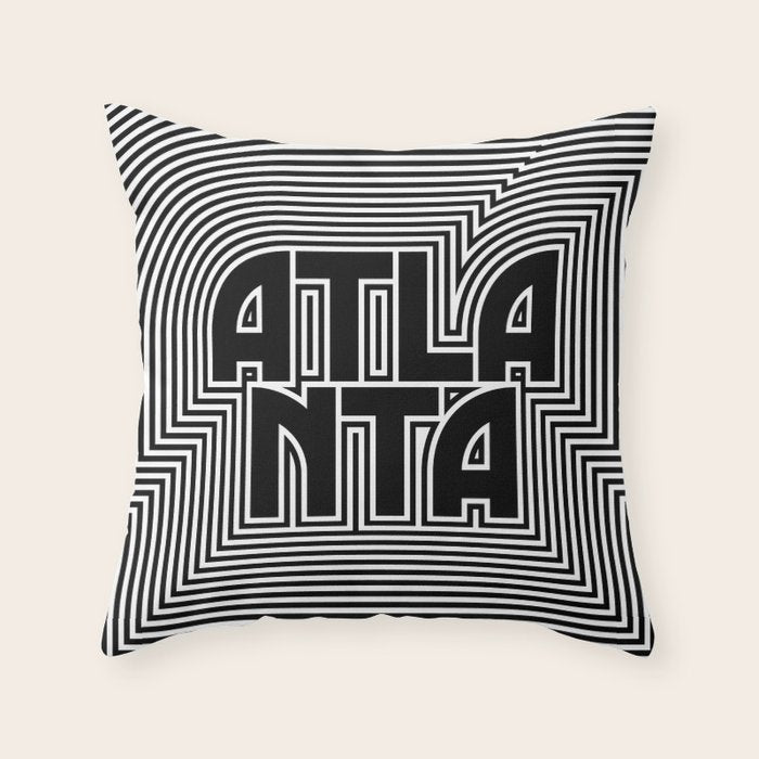 Atlanta City Text Pattern USA Throw Pillow Gallery Image 6