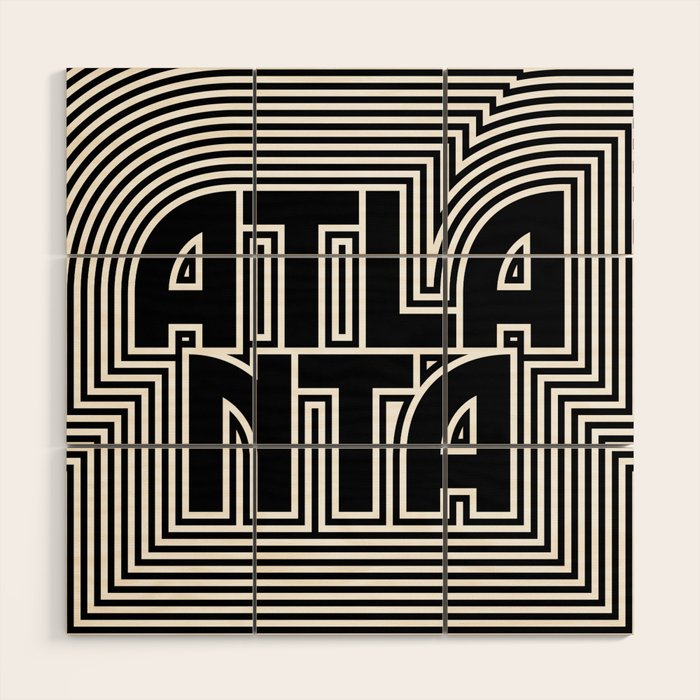Atlanta City Text Pattern USA Wood Wall Art Gallery Image 1