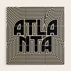 Atlanta City Text Pattern USA Wood Wall Art Gallery Image 1