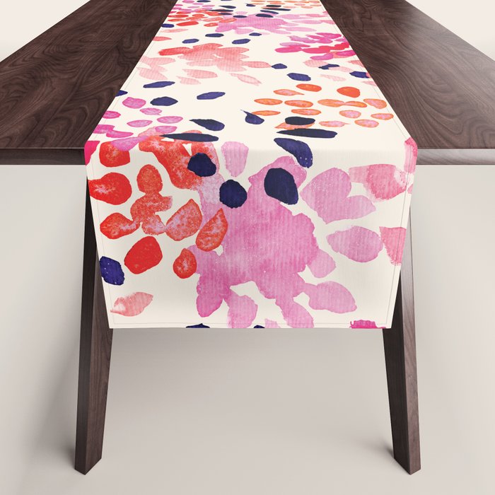 Flower abstract, watercolor floral pattern Table Runner Gallery Image 1