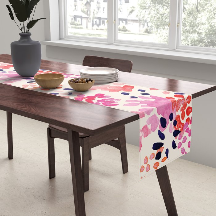 Flower abstract, watercolor floral pattern Table Runner Gallery Image 2